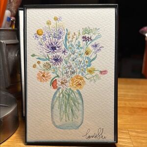 ❤️ 3 for $15 ❤️ Floral Watercolor painting summer flowers in a vase
